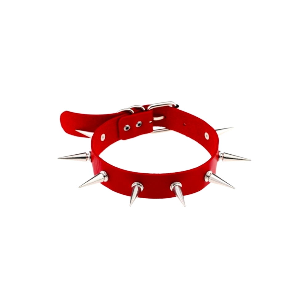 Red Silver Spiked Choker